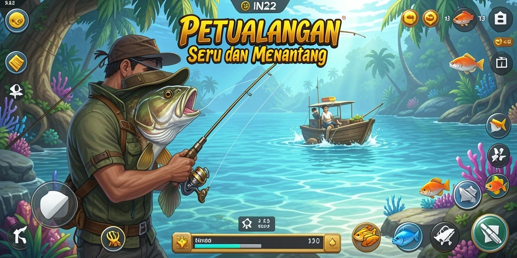 Tampilan gameplay IN22 yang menakjubkan dengan berbagai jenis ikan.