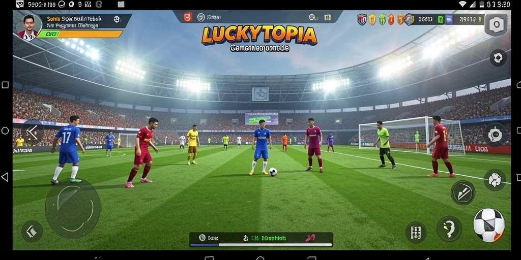 Tampilan gameplay LUCKYTOPIA dengan aksi menyerang yang intens.