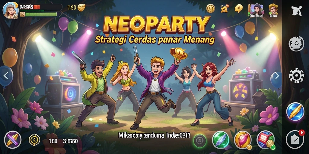 Tampilan gameplay NEOPARTY dengan strategi yang intens